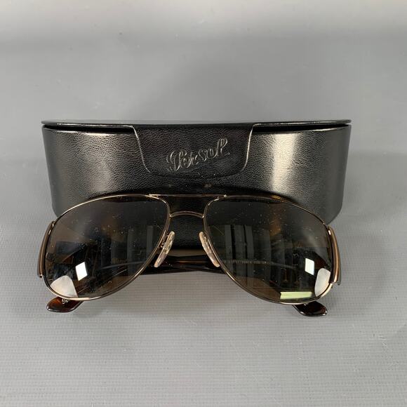 PERSOL Brown Tortoiseshell Acetate Metal Polarized Aviator Sunglasses main image 4